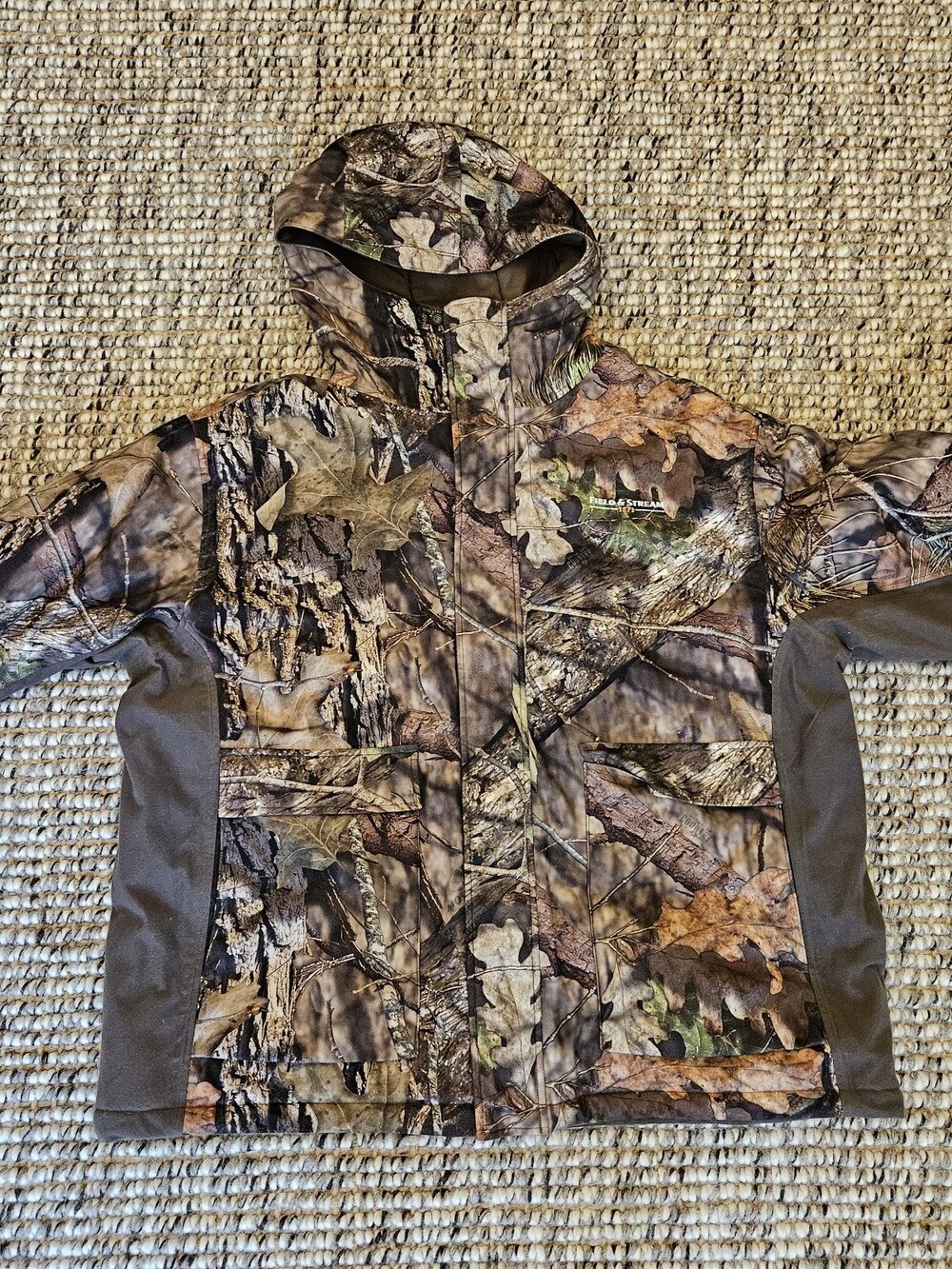 Field & Stream Hunting Jacket Mens 2XL Camo Mossy Oak Pockets Duck Outdoors